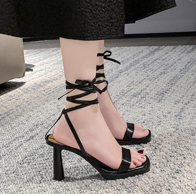 2024 новые универсальные туфли с открытым носком и квадратной головкой, сексуальные римские женские туфли, туфли-лодочки на высоком каблуке