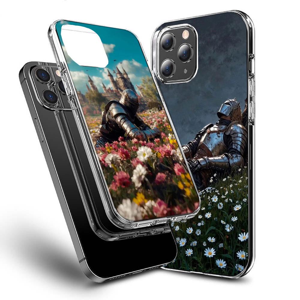 Цветочный Рыцарь Света Чехол для Телефона Для Iphone 16E 15 Pro 14 Plus 17E 16 17 Pro Max Air 11 12 13 Mini Ударопрочный Capa Милый