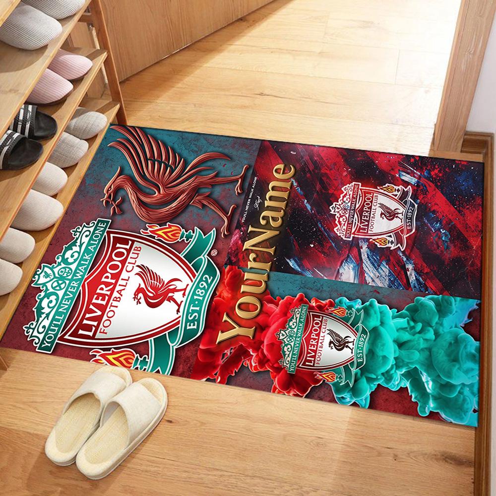 Liverpool Customized Name Area Rug Perfect for Game Room Hallway Kitchen Study room Anti-slip Rug Office home decor Spiritual Gift