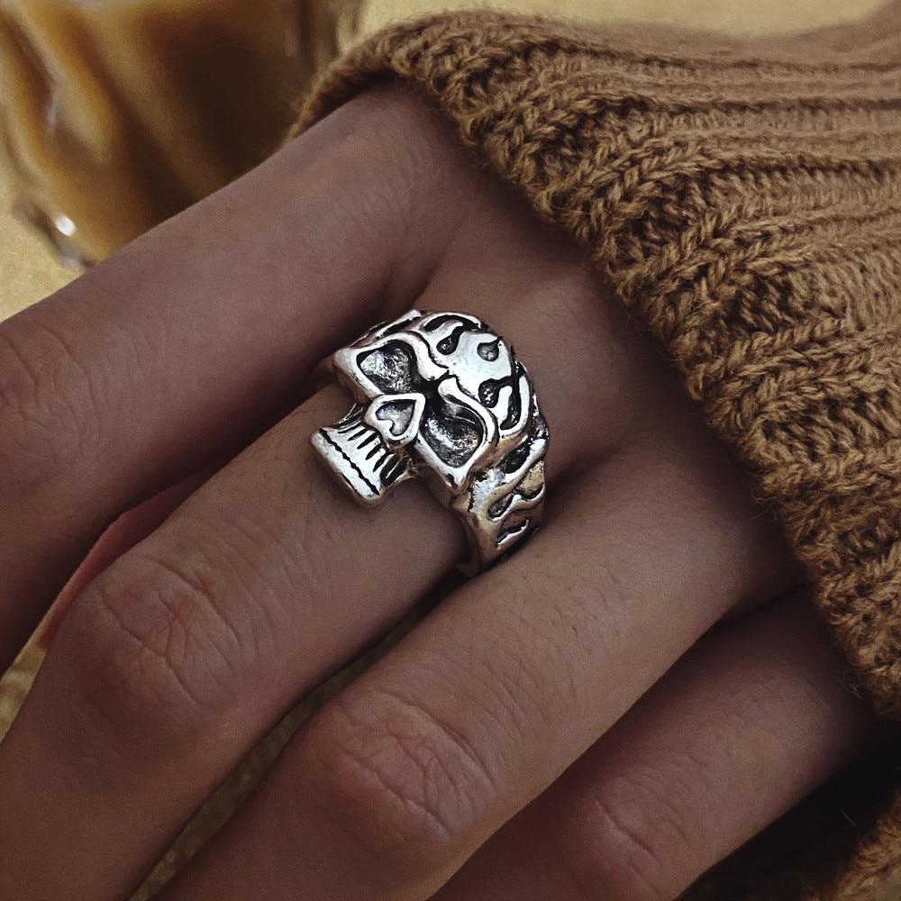 Винтажный готический комплект колец с бабочкой, змеей, углом и цветком, набор колец из нескольких элементов для женщин и мужчин, ретро индивидуальное регулируемое кольцо на палец, подарки