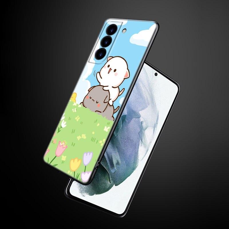 Чехол для телефона с забавным мультяшным котом для Samsung Galaxy S22 Pro S21 S20 Ultra FE S10 Lite 5G S10E S9 S8 Plus, мягкий черный чехол из ТПУ