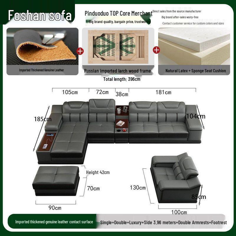 Medium-Thick Leather Corner Sofa for Small to Medium Living Rooms