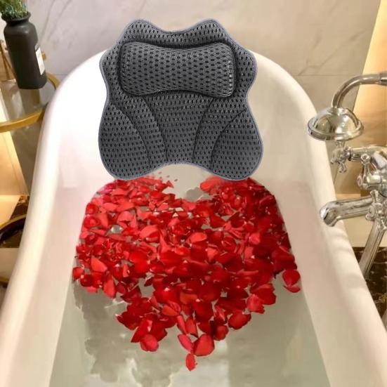 Подушка для ванны с 6 противоскользящими присосками, подголовник для ванны с сетчатой тканью 4D Air Mesh, подушка для поддержки шеи и спины, расслабляющие аксессуары для ванны