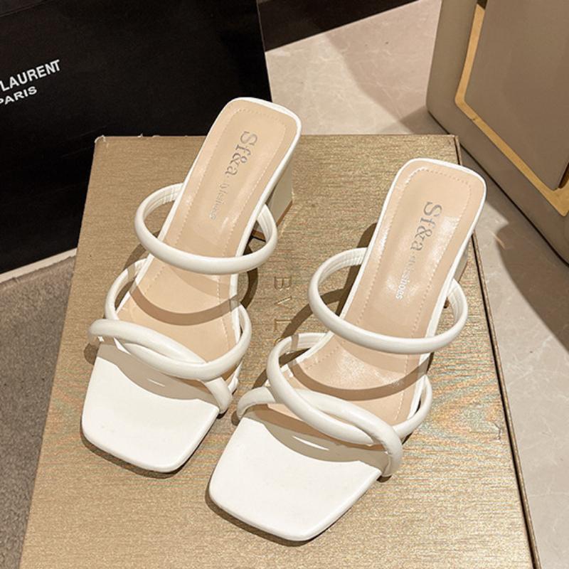 Модные новые летние женские тапочки, надевайте на улицу женские туфли на высоком каблуке в стиле ретро, женские туфли-лодочки на толстом каблуке, модные универсальные туфли-лодочки для женщин