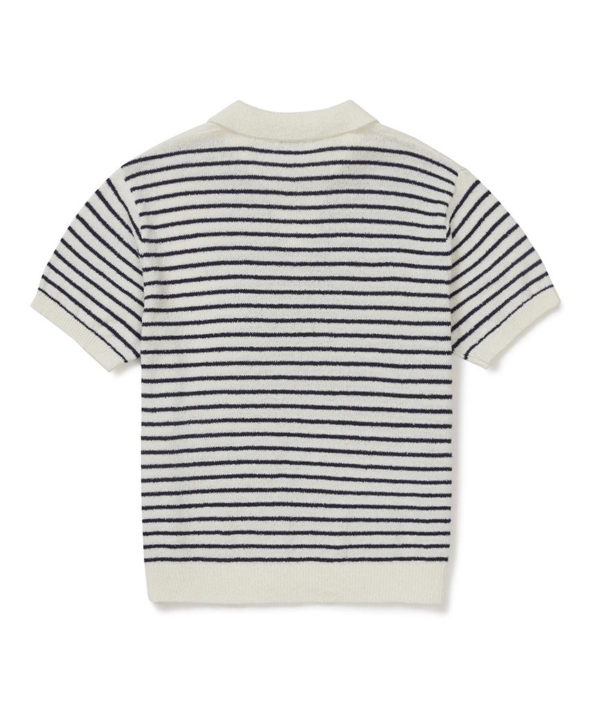 CLOVE [26Sm Clove] Stripe Boucle Collar Knit_Men (Ivory)