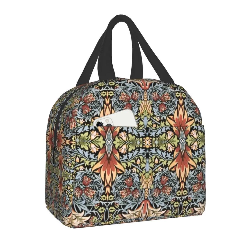 William Morris Цветочный текстильный принт термоизолированная сумка для ланча женская портативная коробка для ланча для детей школьные многофункциональные сумки для еды