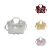 Ribbon Bow Pu Water Bucket Bag For Women With Crossbody Strap And Inner Zipper Pocket For Daily Use