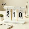 Year-round Calendar Wooden Perpetual Desk Daily Desktop Standing Flip with Day Month Display for Office Home Decor Sustainable Accessory