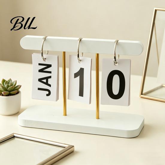 Year-round Calendar Wooden Perpetual Desk Daily Desktop Standing Flip with Day Month Display for Office Home Decor Sustainable Accessory