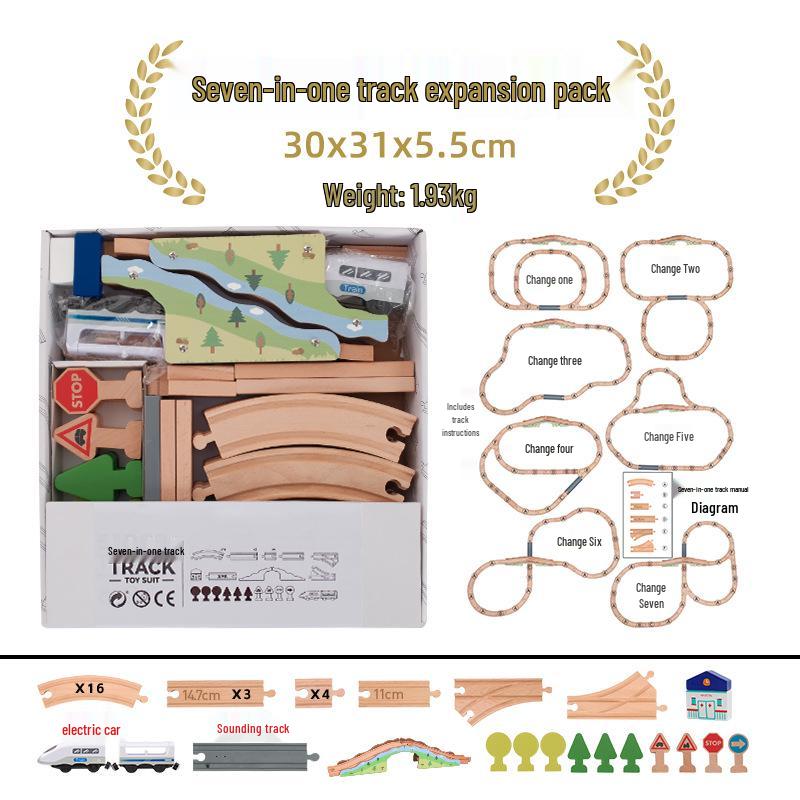 Wooden Electric Train Track Building Blocks - Compatible with Thomas