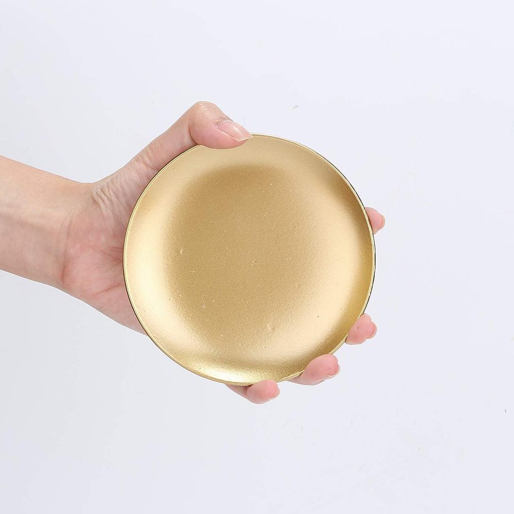 3pcs Gold Iron Candle Plates for LED & Wax Candles for Weddings or Party Decor