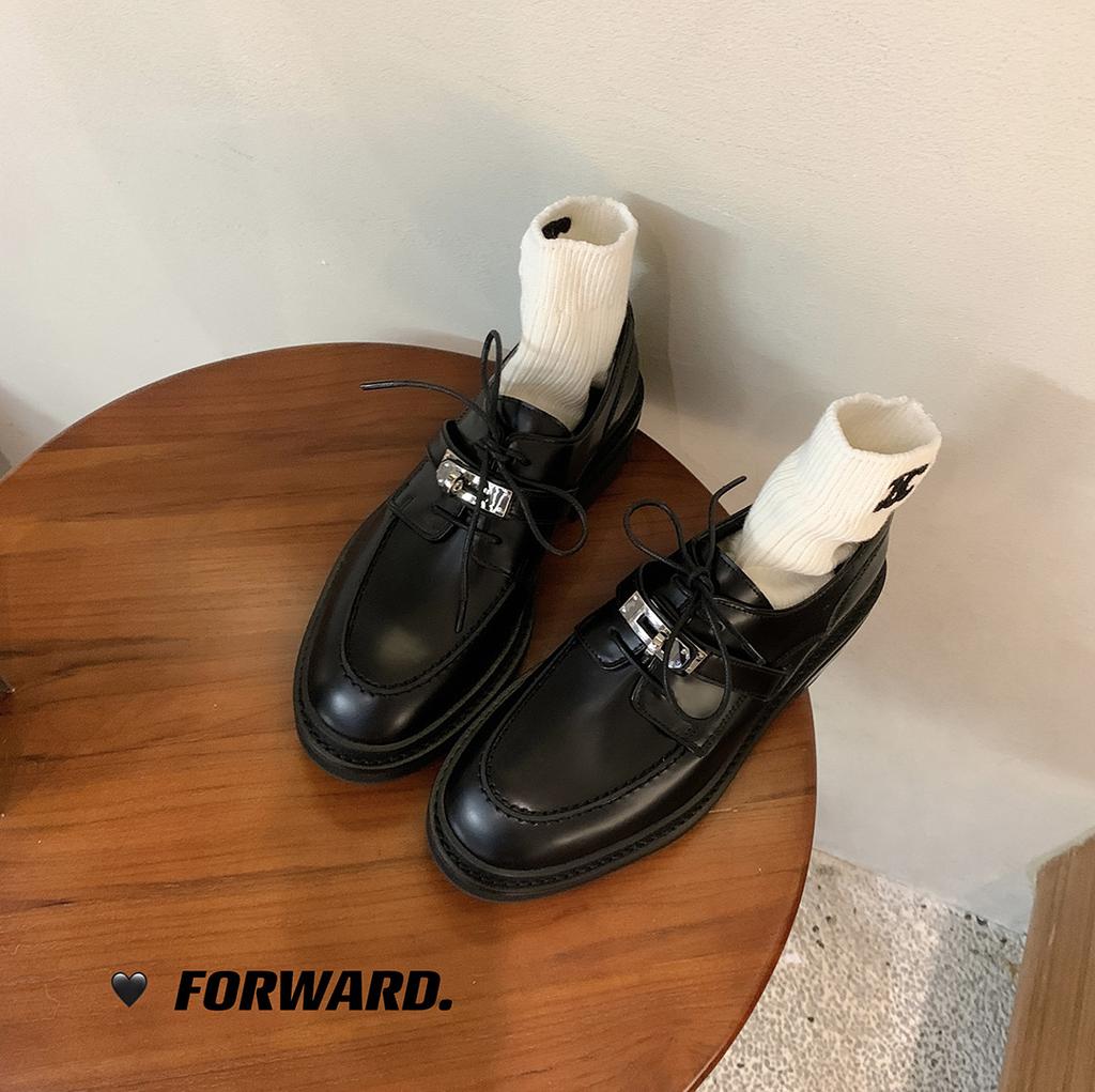 Найди второй волосок! Модные универсальные новые корейские лоферы с круглым носком, на шнуровке из кожи, на толстом каблуке, женские туфли из маленькой кожи