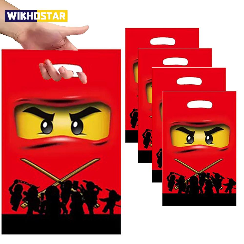 10Pcs Cartoon Ninja Gift Bag Birthday Party Supplies Candy Bag Gift Filling Bag Gifts to Guests Children Baby Shower Supplies
