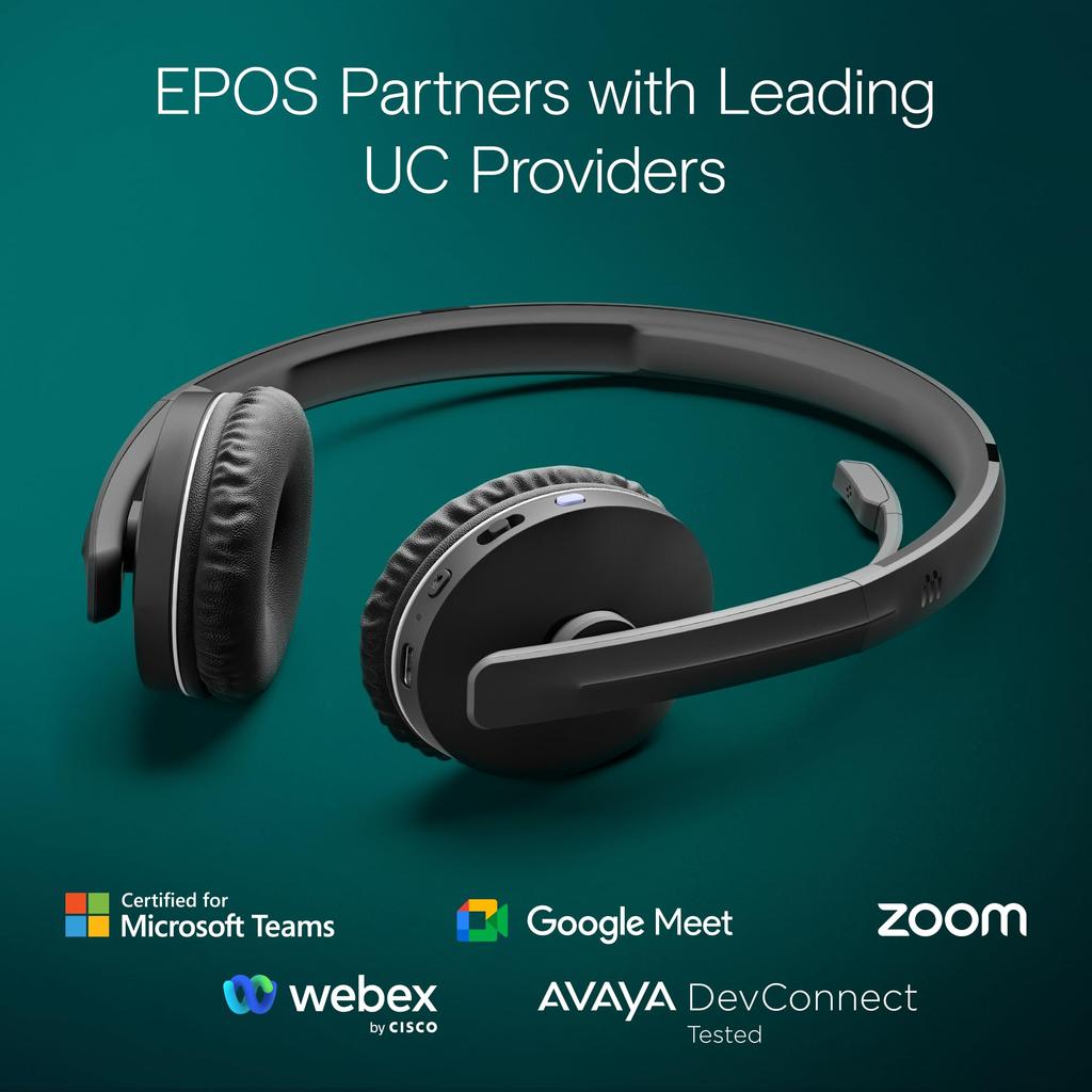 Беспроводная Bluetooth-гарнитура EPOS ADAPT 260 Удобная Черная - Микрофон с шумоподавлением, Подключение к нескольким устройствам, Длительное время воспроизведения, Посадка,