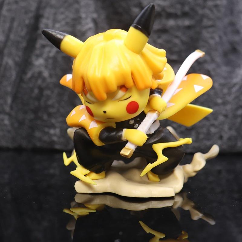 Anime 10cm Kimetsu No Yaiba Figure Action Figure Agatsuma Zenitsu Cos PVC Model Toy
