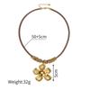 Ожерелье с подвеской-цветком на ретро кожаном шнурке Douyin с позолотой 18 карат для осенне-зимних свитеров