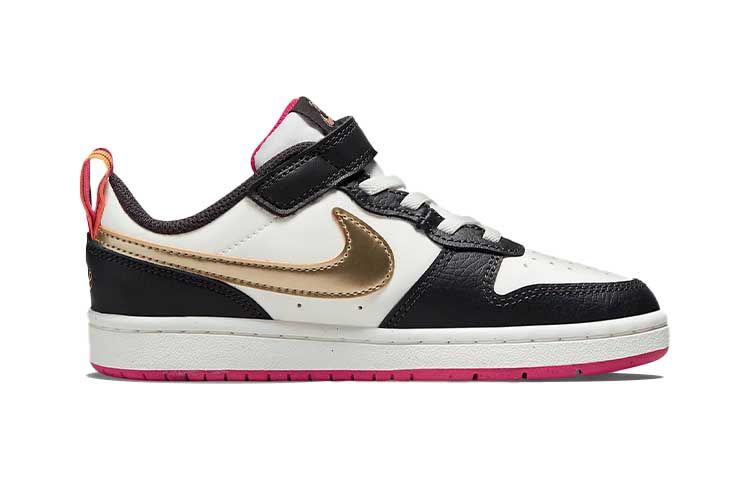 Nike Court Borough 2 Low 2 SE Leather Casual Low top Skateboard Shoes White Black Pink Children Aged 3 7 Years Old DJ0041-100