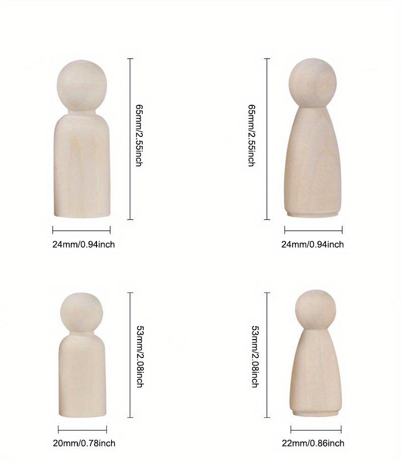 50pcs Wooden Peg Dolls Peg People Doll Bodies Wooden Figures Decorative Peg Doll People for Youngsters DIY Art Craft Painting