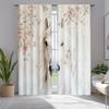 2pc Traditional horse and floral print curtains, polyester fabric, machine washable, suitable for bedroom and living room