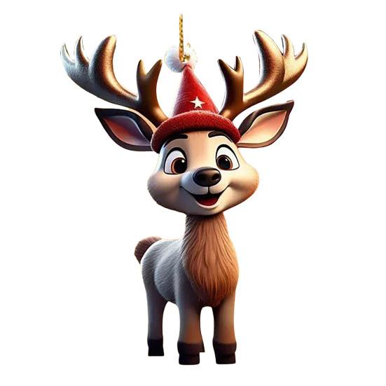 Рождественский олень подвеска акриловый 2D плоский олень подвесное украшение мультяшный Санта олень шапка