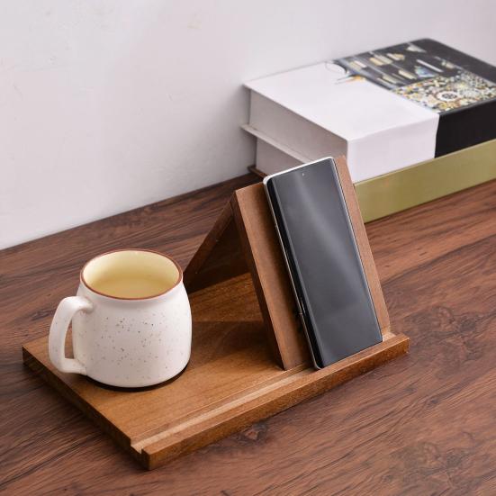Подставка для книг в форме треугольника, подставка для чтения с держателем для кофейной чашки, органайзер для закладок, настольная подставка для книг, подарок для любителей чтения