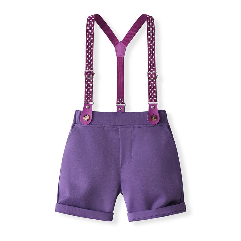 Летний комплект из рубашки с коротким рукавом и комбинезона для мальчиков в европейском и американском стиле