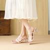 X 2026-5 Thick Heel Cool Slippers Women Wear 2025 New Temperament Open-toed Fairy One-word Drag