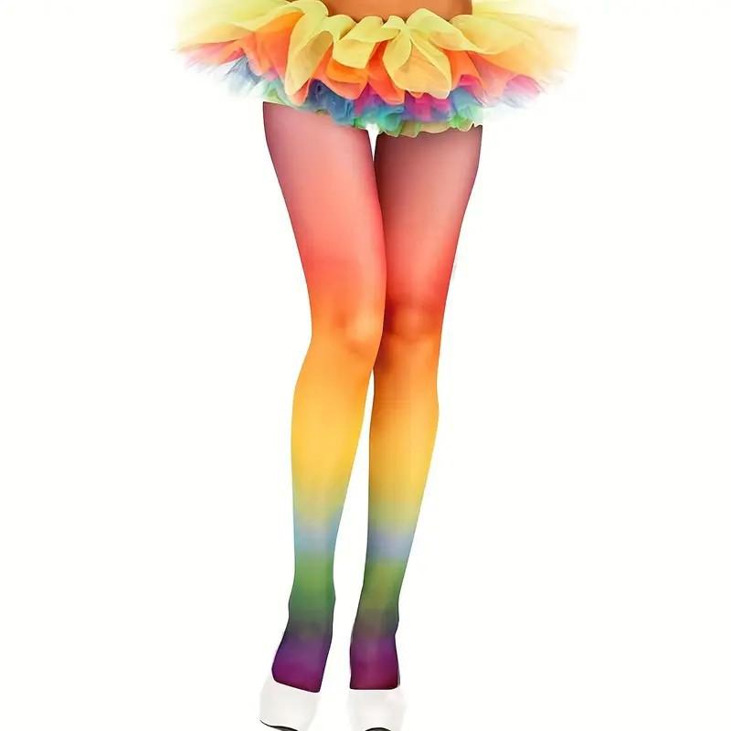Japanese dopamine rainbow stockings gradual change stockings large size women's summer thin anti-hook silk durable pantyhose