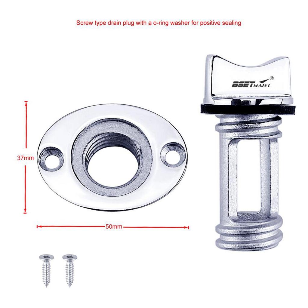 Sliver Marine Boat Drain Plug Kit Parts Universal with 2 Screws
