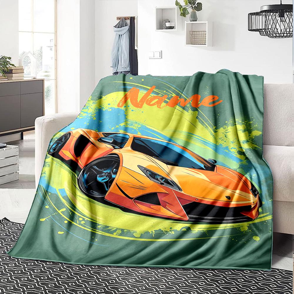 Custom Name Racing Theme Printed Blanket - Perfect for Couch, Bed, Travel & Outdoor Use | Machine Washable, Cozy & Durable.