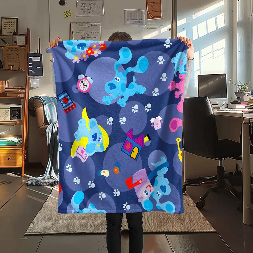 1PC Blue's Clues Print Flannel Blanket, High quality All Seasons, Home Decor, Warmth and Comfort, Perfect for Christmas Gifts