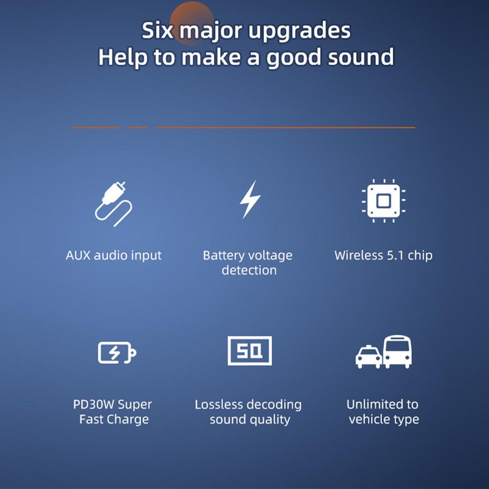 Автомобильный Bluetooth 5.1 FM-передатчик PD30W QC3.0, быстрая зарядка, автомобильное зарядное устройство, Bluetooth-адаптер, беспроводной автомобильный комплект громкой связи, MP3-плеер для всех телефонов
