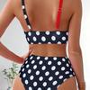 2025 New Cross-Backless Color Block Polka Dot Bikini Set for Women
