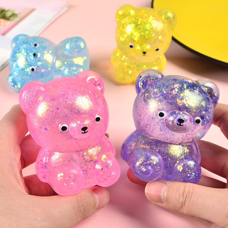 Праздничный Глиттерный Мишка Гэми Сквиши, Милая Животная Игрушка-Сжималка, Мягкая Антистрессовая Игрушка для Снятия Напряжения, Подарок на Праздник