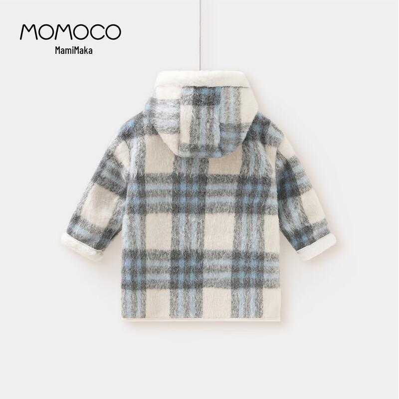 Зимнее клетчатое пальто с капюшоном для девочек MOMOCO