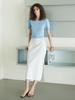 OUEL Square Neck Half-Sleeve Knit_Sky Blue