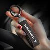 Car Key Chain Luxury Genuine Leather Keychain Pure Color Buckle Key Ring Car Accessories Gift Car Keychain For Tesla Model Y