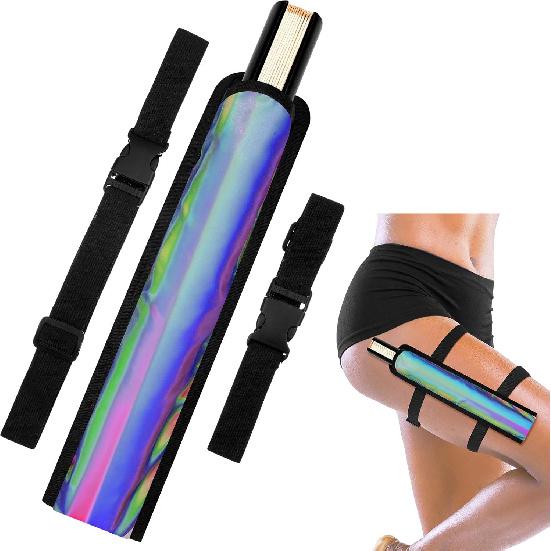 Summer Rave Fan Thigh Holster Rave Fan Holder Folding Hand Pouch Foldable Sleeves with Waist Belt for Thigh Party