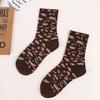 New 1Pair Men And Women Middle Tube Couple Socks Personality Leopard Print Cotton European American Trendy Ladies Socks