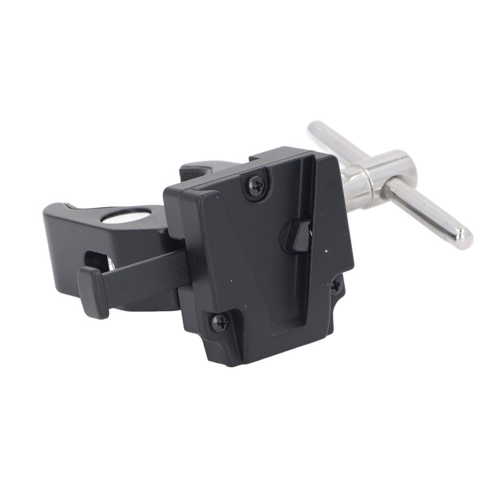V Mount Battery Adapter with Clamp Strong Grip Portable Adjustable Heavy Duty Aluminum Alloy for Light Stand Tripod