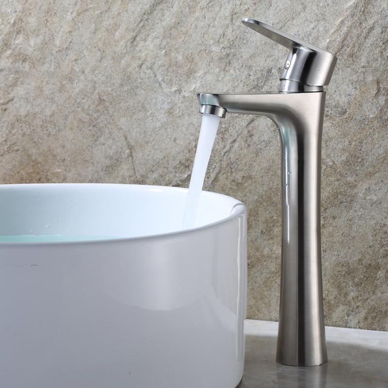 304 Stainless Steel Raised Basin Countertop Basin Faucet, Wholesale of Sanitary Ware, Hot and Cold Washbasin Faucet