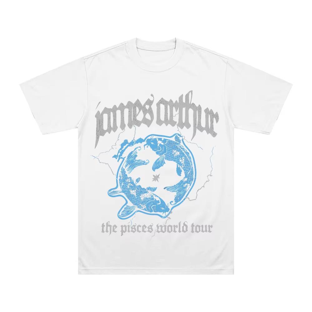 Унисекс футболка в стиле хип-хоп James Arthur Pisces World Tour Vintage, Подарок фанату, Высококачественная футболка из чистого хлопка для женщин и мужчин