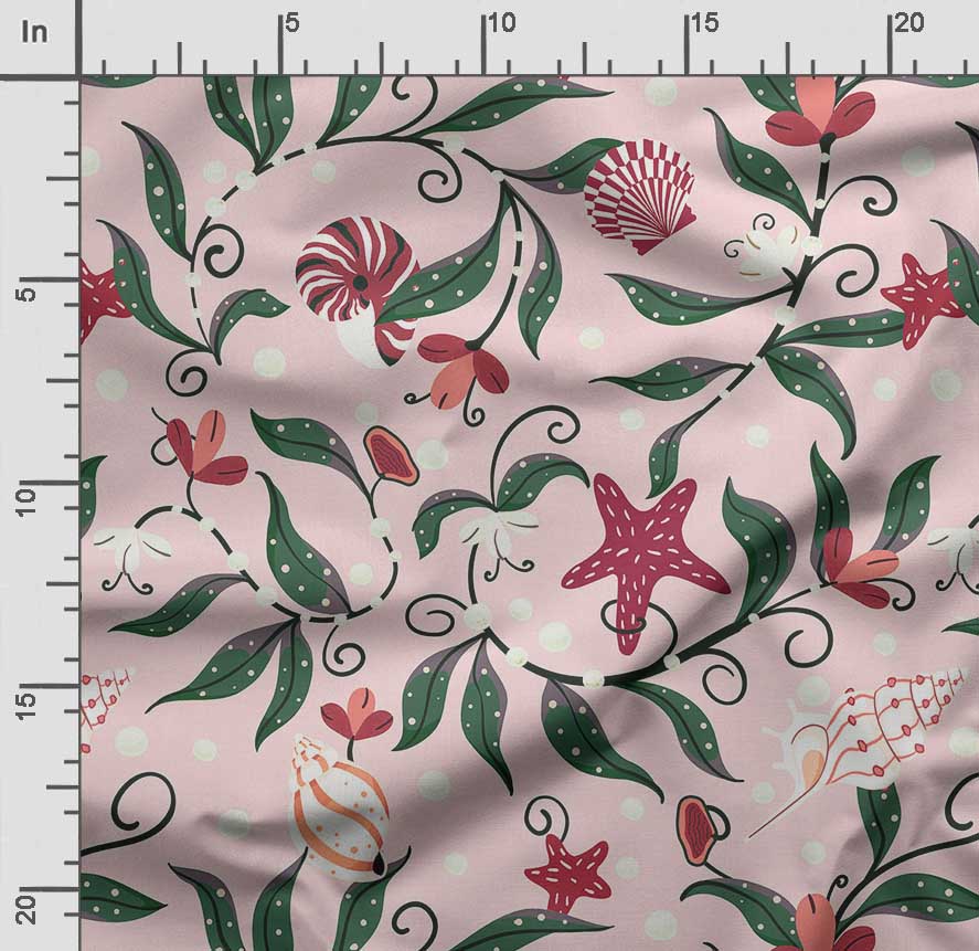 Soimoi Принт морских ракушек, хлопковый батист, ткань для квилтинга, продаваемая во дворе, хлопчатобумажная ткань средней плотности шириной 42 дюйма,