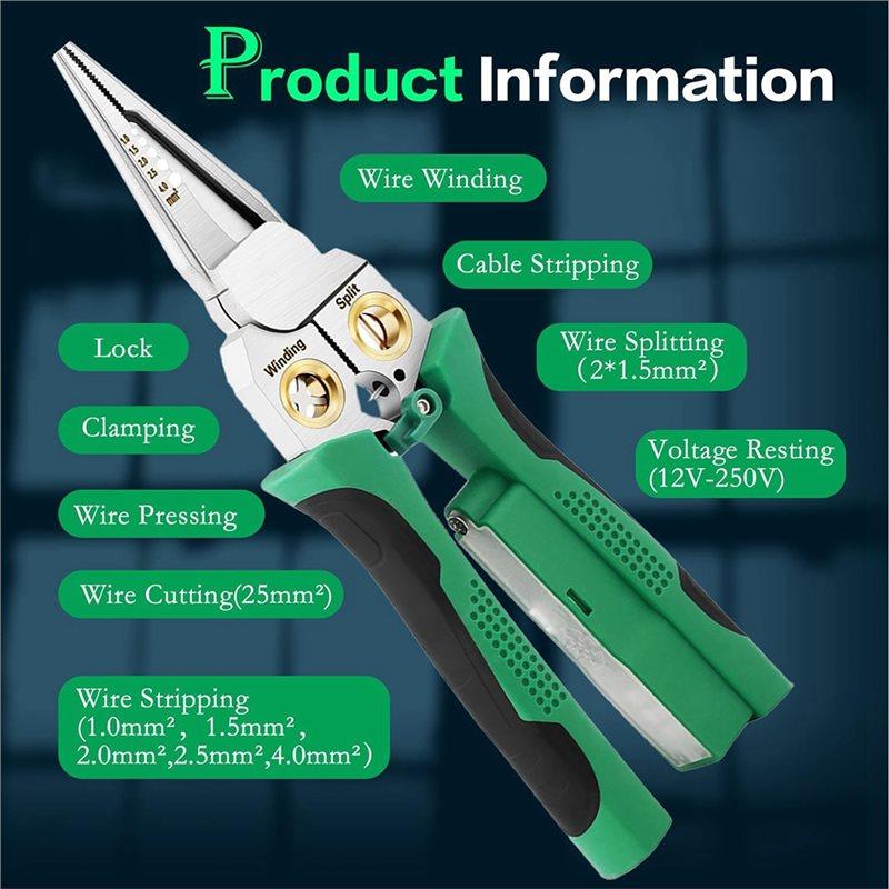ABBP-Wire Crimper Stripper With Voltage Detector & Dual Alarms, Heavy Duty 12-250V Tester For Electrician, HVAC & Car Repair
