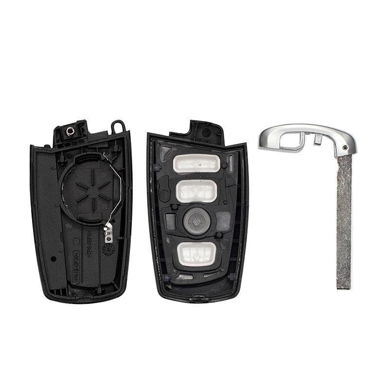4 Buttons BMW CAS4 Smart Key Fob Shell Uncut Emergency Blade Frame For 1 3 5 7 Series X5 X6 Replacement Key Case Housing Cover FR5
