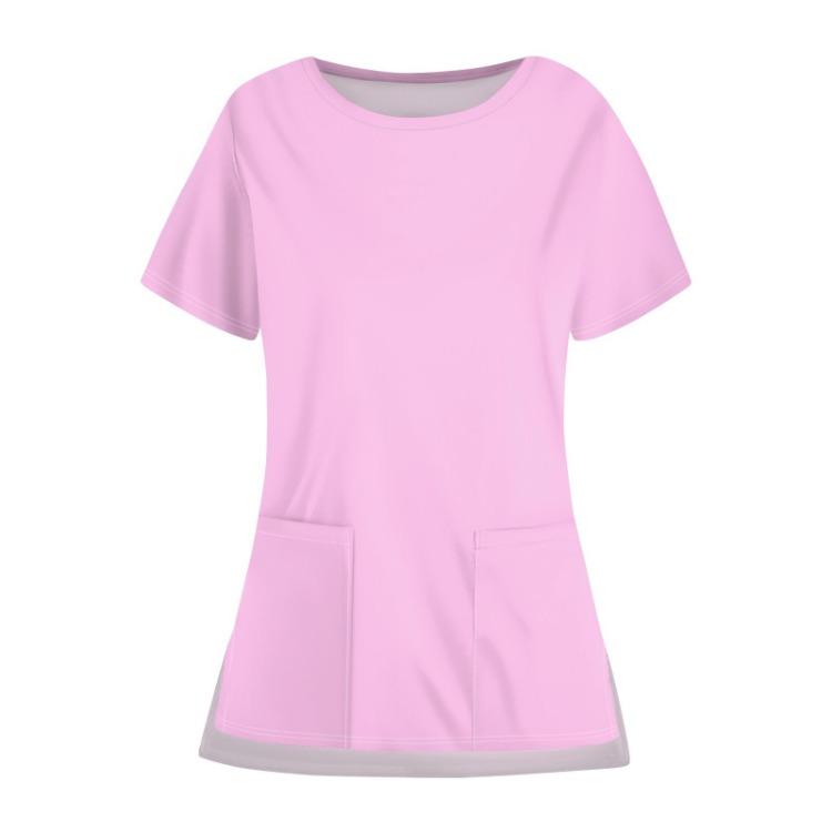 Женский повседневный однотонный топ с карманом, рабочая униформа, круглый вырез, открытый низ, защитный
