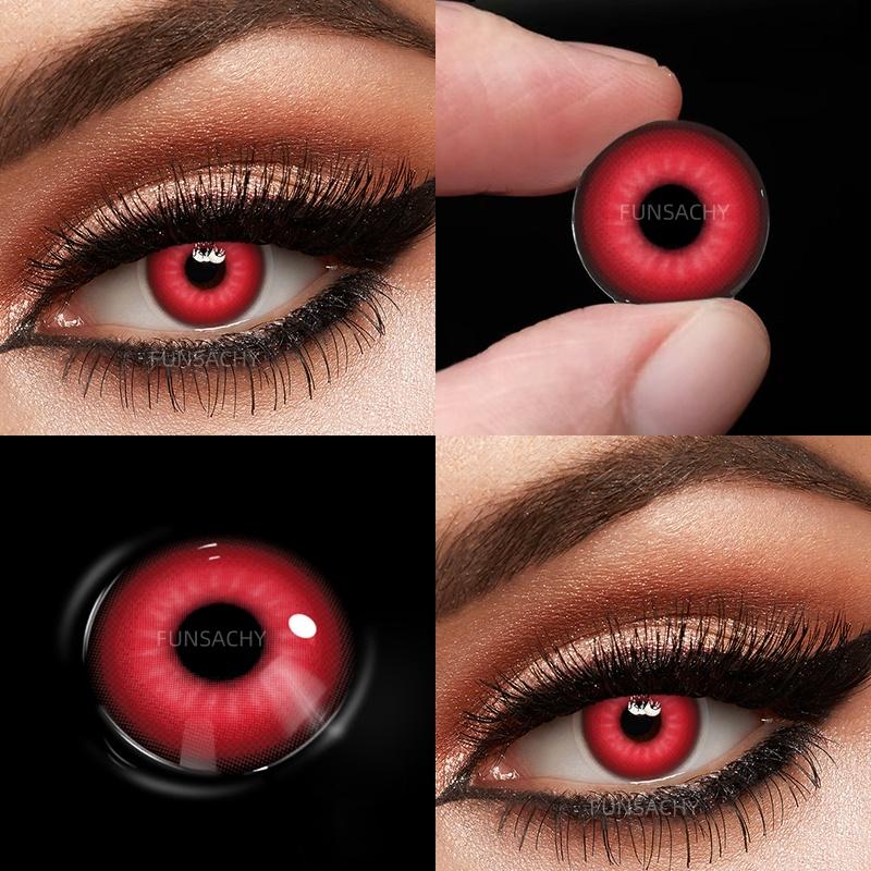 FUNSACHY 1 Pair Colored Contact Lenses for Cosplay Mesh Zombies Cosplay Halloween Party Makeup Softlens Anime Coser Accessories