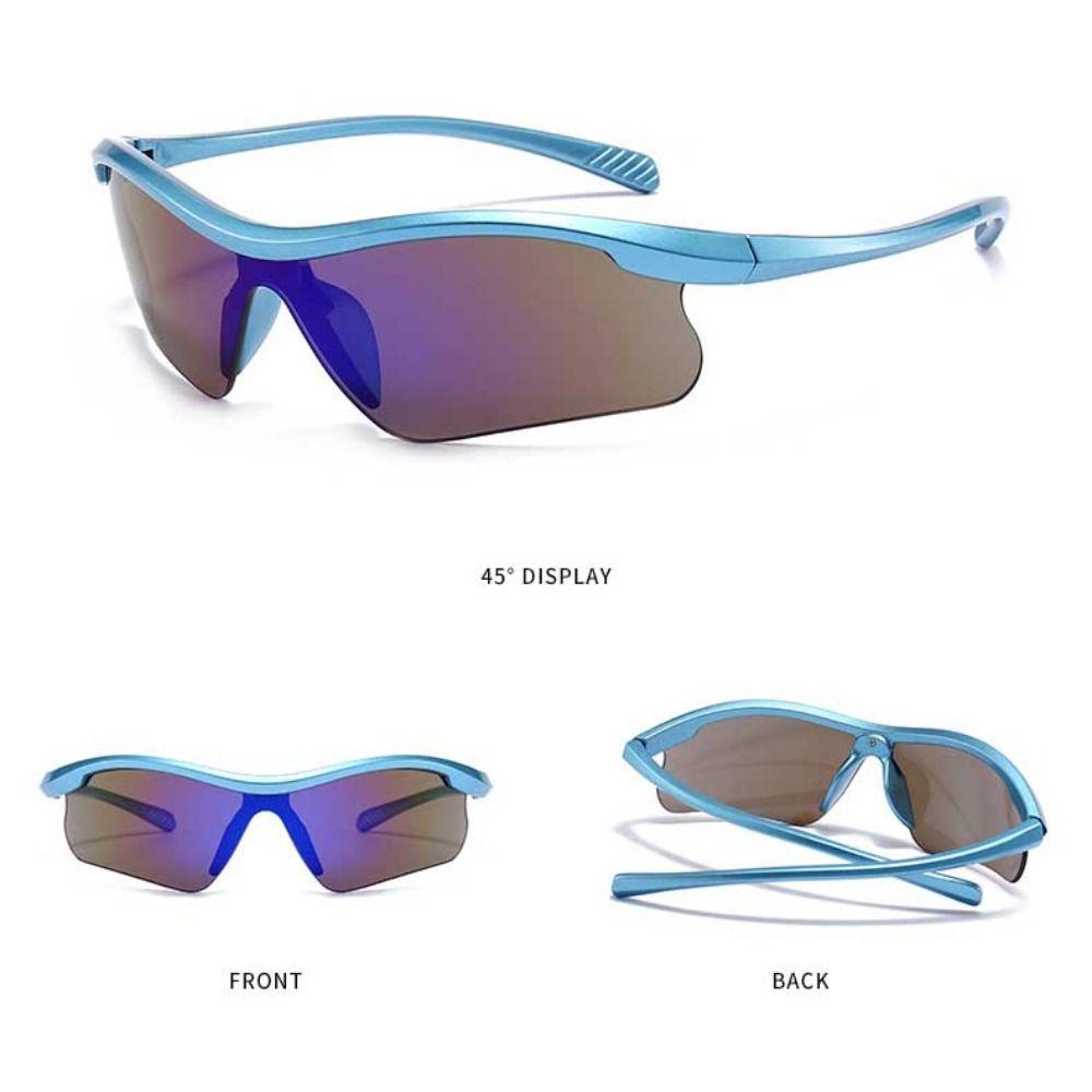 Outdoor Sports Sunglasses Women Men Semi Rimless Sun Glasses 2024 One Piece Windproof Eyeglasses