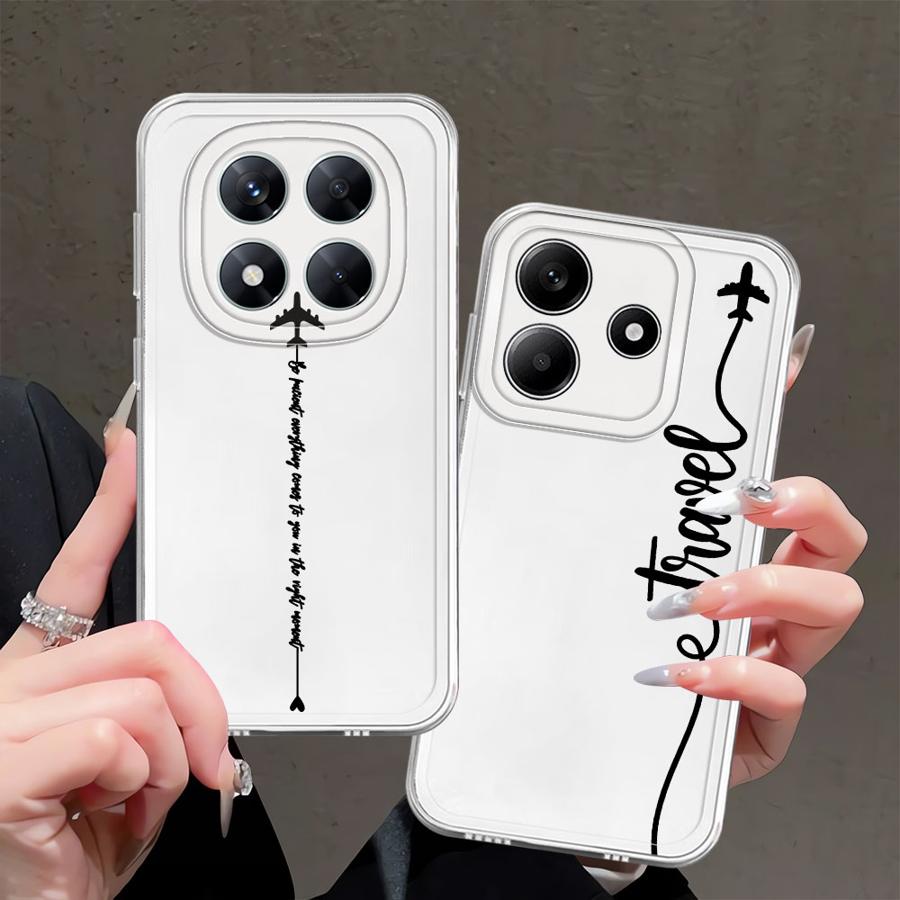 Чехол для Xiaomi Redmi Note 14 Pro Plus Note 13 11 9 10 A4 12 14C 13C 10S 11S 12S Мягкая крышка для телефона Линии самолета С сердцем