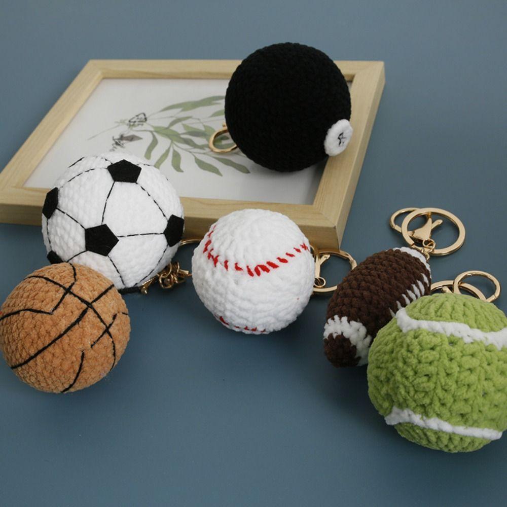 Billiards Rugby Crochet Soccer Keyrings Tennis Baseball Sport Ball  Pendant  Backpack